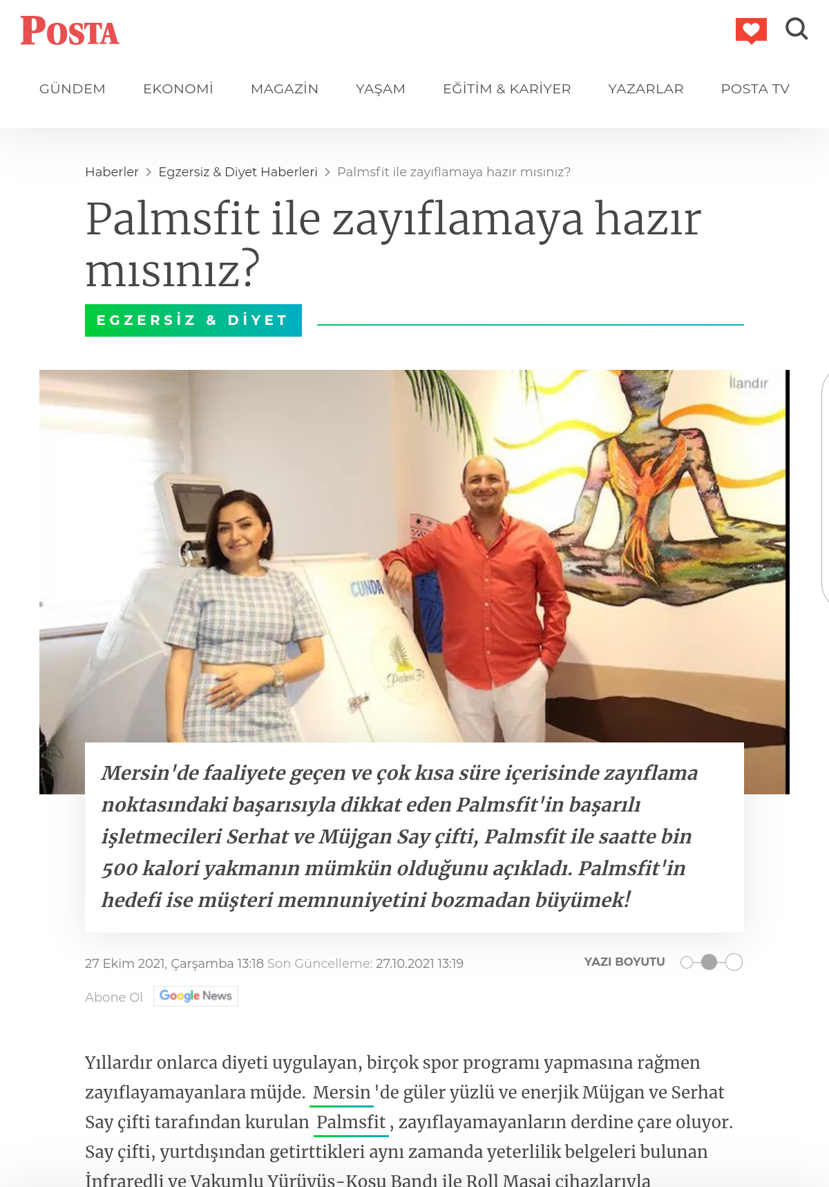 POSTA GAZETESİ RÖPORTAJI | Palms Fit İle Zayıflamaya Hazır Mısınız ?